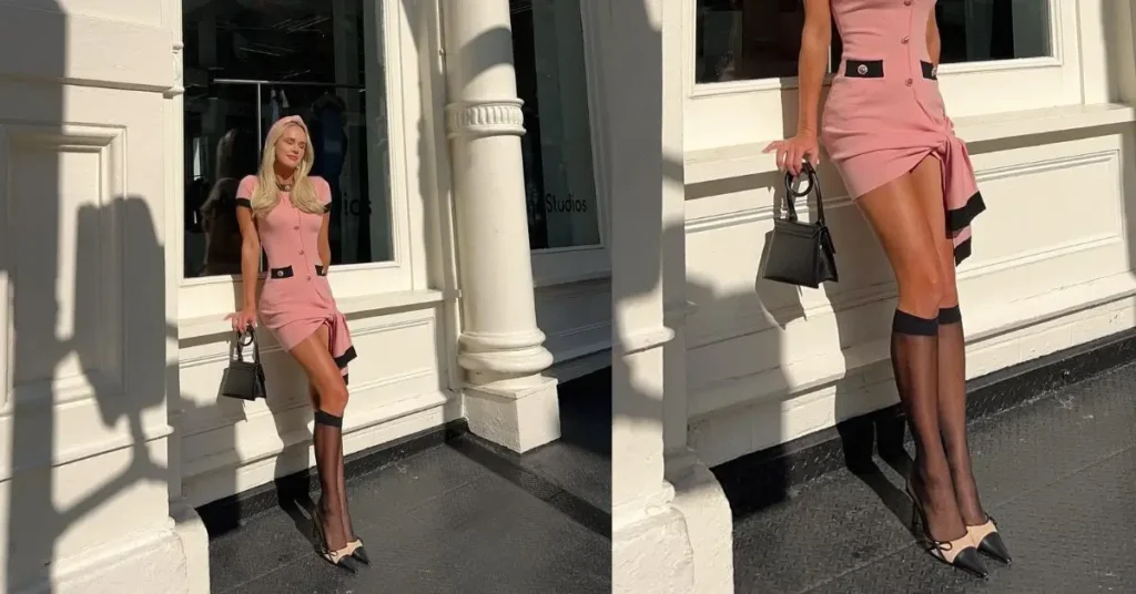 Preppy Summer Outfits Pink Dress With Ballerinas