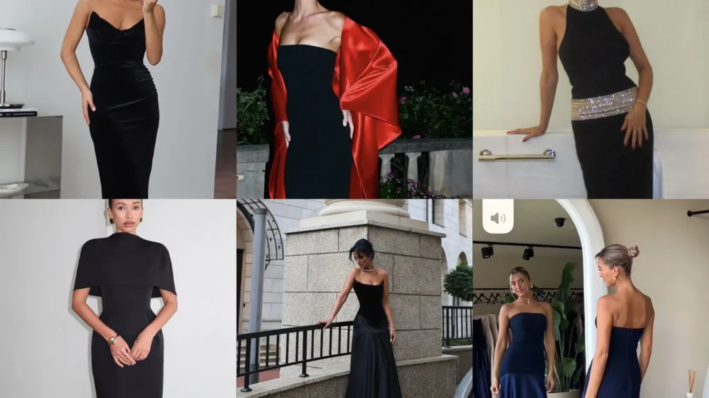20 Black Tie Dresses With Beautiful Necklines, Bows and Sparkle