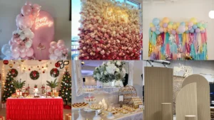 20 Dessert Table Backdrop Ideas With Flowers, Balloons and Sparkle