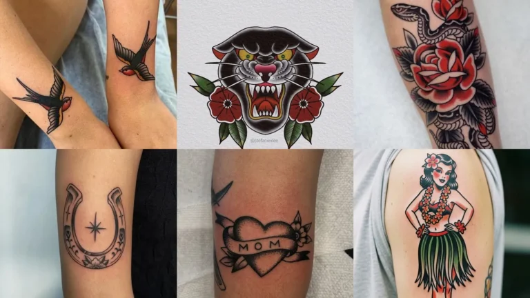 20 Old School Tattoo Ideas With Swallows, Hearts and Bold Flowers