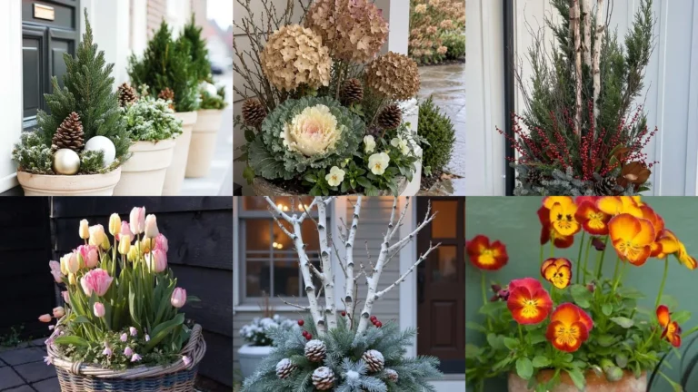 20 Porch Pots With Pretty Flowers, Greenery and Seasonal Details