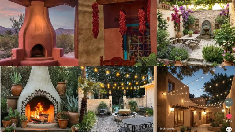 20 Santa Fe Patio Ideas With Colorful Pots, Courtyard Lights and Desert Details